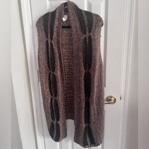 Chicos women’s size 3 US 16 brown high low vest sleeveless cardigan meteallic
